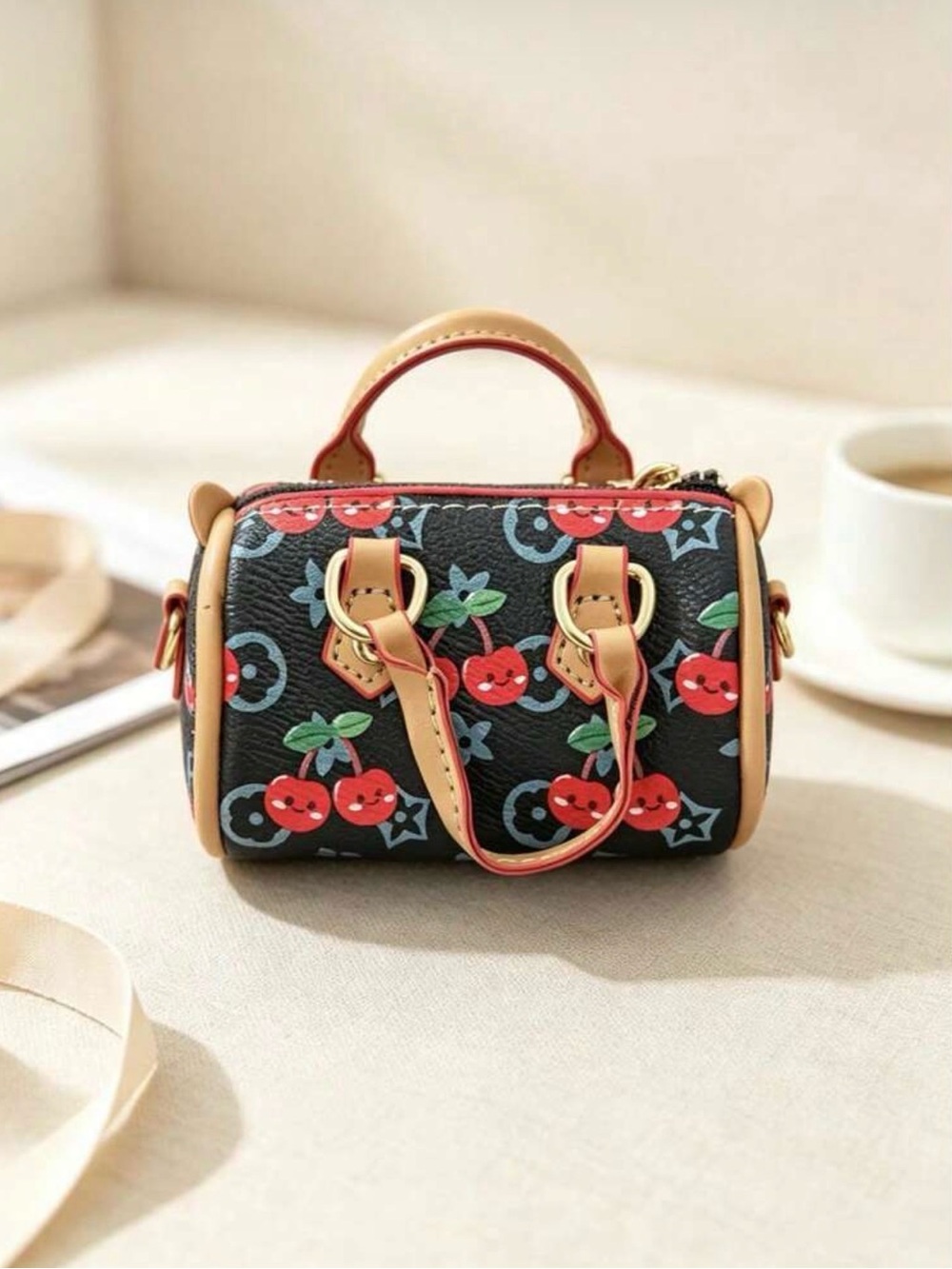 Mini Cherry Print Coin Bag/Crossbody Bag - Picture 3 of 5